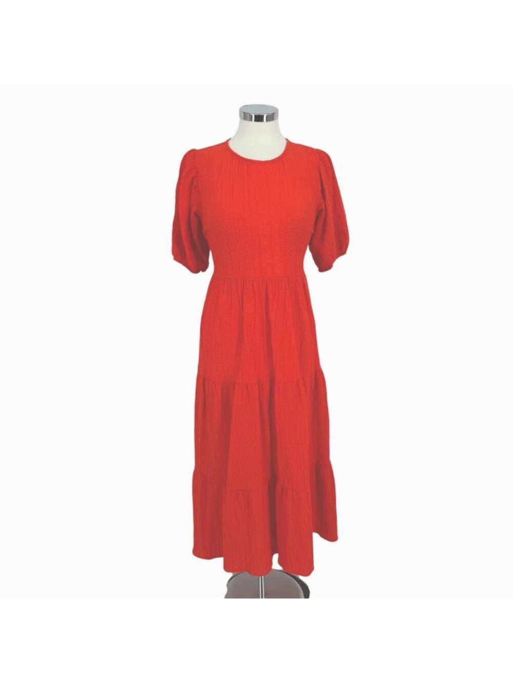 Desigual Cottagecore Boho Open Back Maxi Tiered Dress Orange Red Size Large